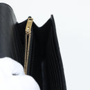 SAINT LAURENT V Stitch Chain Long Wallet Leather Black Gold Auth bs19416A-24