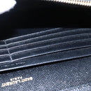 SAINT LAURENT V Stitch Chain Long Wallet Leather Black Gold Auth bs19416A-25