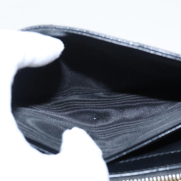 SAINT LAURENT V Stitch Chain Long Wallet Leather Black Gold Auth bs19416A