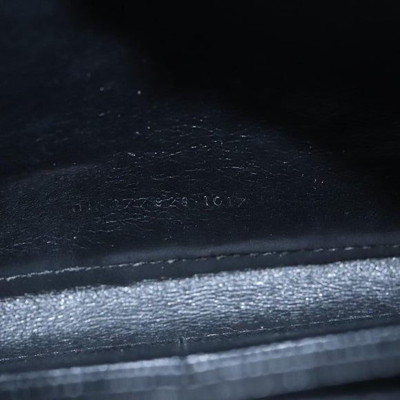 SAINT LAURENT V Stitch Chain Long Wallet Leather Black Gold Auth bs19416A