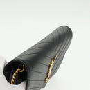 SAINT LAURENT V Stitch Chain Long Wallet Leather Black Gold Auth bs19416A-6