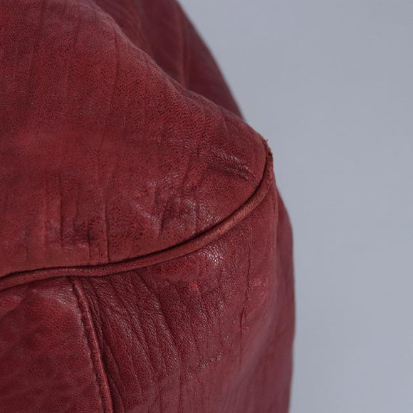 SAINT LAURENT Shoulder Bag Leather Red Silver 228340 Auth bs19417