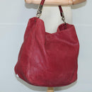 SAINT LAURENT Shoulder Bag Leather Red Silver 228340 Auth bs19417-20