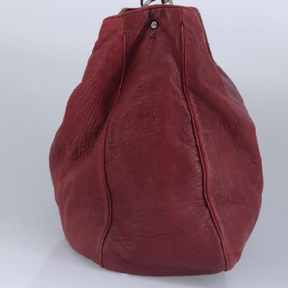 SAINT LAURENT Shoulder Bag Leather Red Silver 228340 Auth bs19417