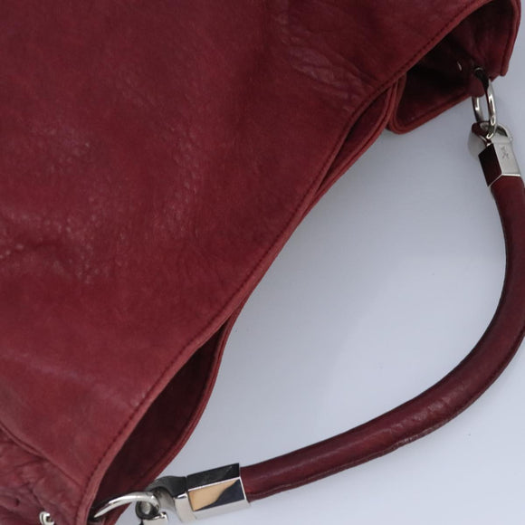 SAINT LAURENT Shoulder Bag Leather Red Silver 228340 Auth bs19417