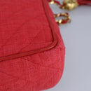 CHANEL Chain Shoulder Bag Canvas Red Gold CC Auth bs19429-17