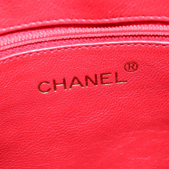 CHANEL Chain Shoulder Bag Canvas Red Gold CC Auth bs19429