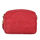 CHANEL Chain Shoulder Bag Canvas Red Gold CC Auth bs19429-13