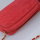 CHANEL Chain Shoulder Bag Canvas Red Gold CC Auth bs19429-6