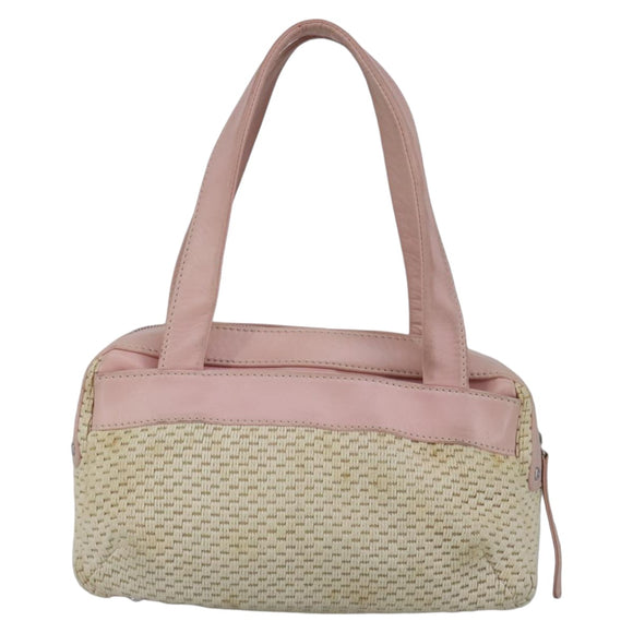 CHANEL Hand Bag Canvas Leather Pink Silver CC Auth bs19432
