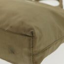 PRADA Tote Bag Nylon Beige Silver Auth bs19437-15