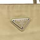 PRADA Tote Bag Nylon Beige Silver Auth bs19437-17
