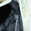 PRADA Tote Bag Nylon Beige Silver Auth bs19437-21