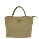PRADA Tote Bag Nylon Beige Silver Auth bs19437-13