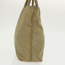 PRADA Tote Bag Nylon Beige Silver Auth bs19437-3