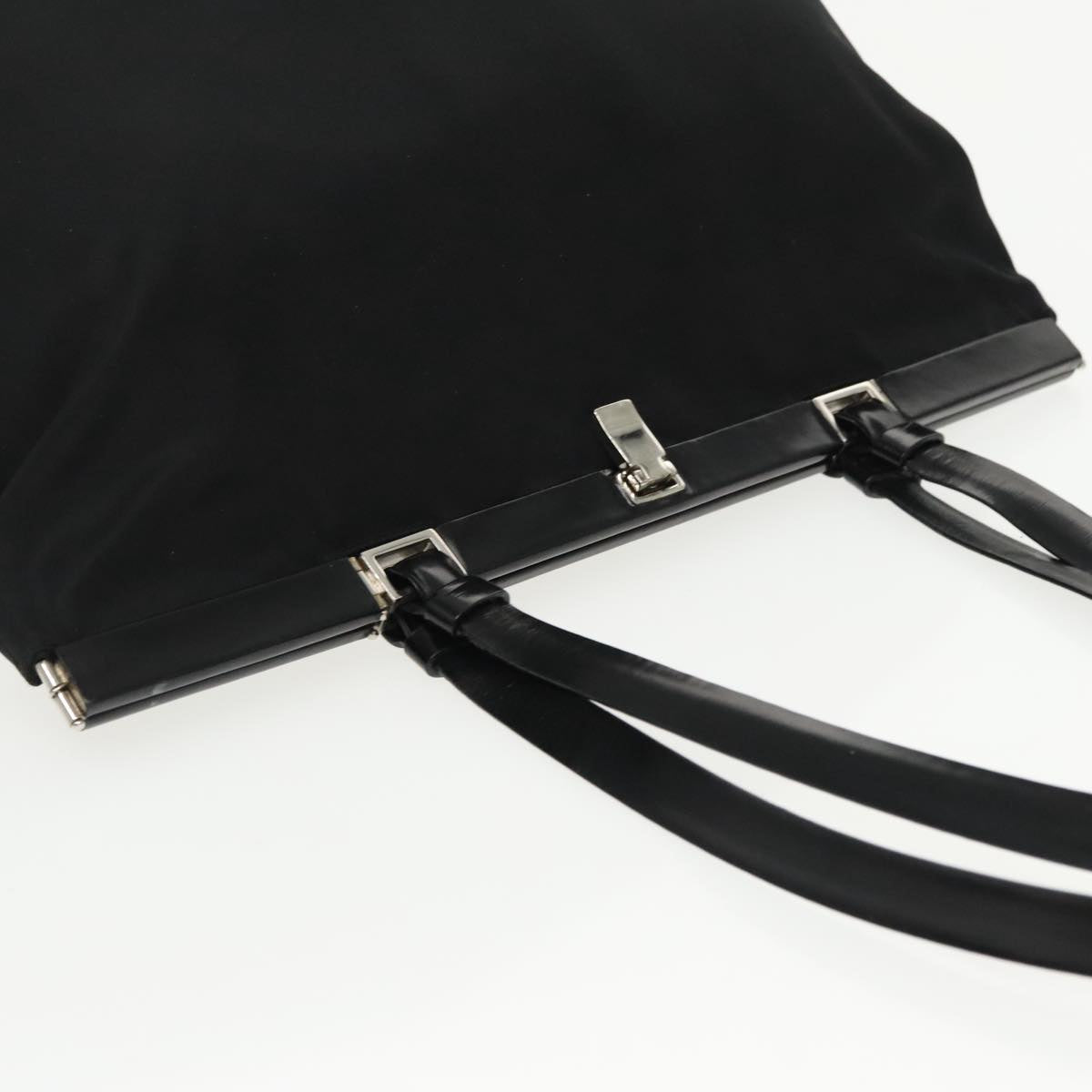 PRADA Shoulder Bag Nylon Black Silver Auth bs19439