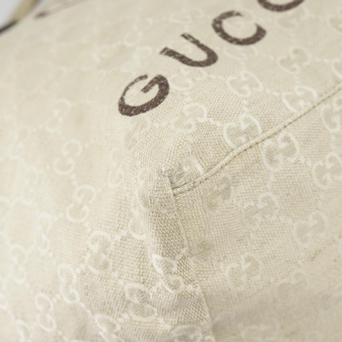 GUCCI GG Canvas Tote Bag Beige Silver 283416 Auth bs19440