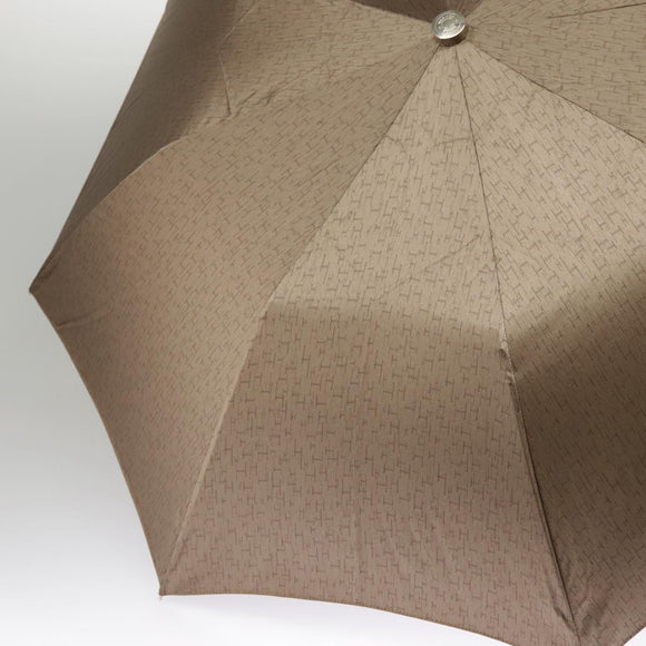 HERMES Umbrella polyester Beige Silver Auth bs19442