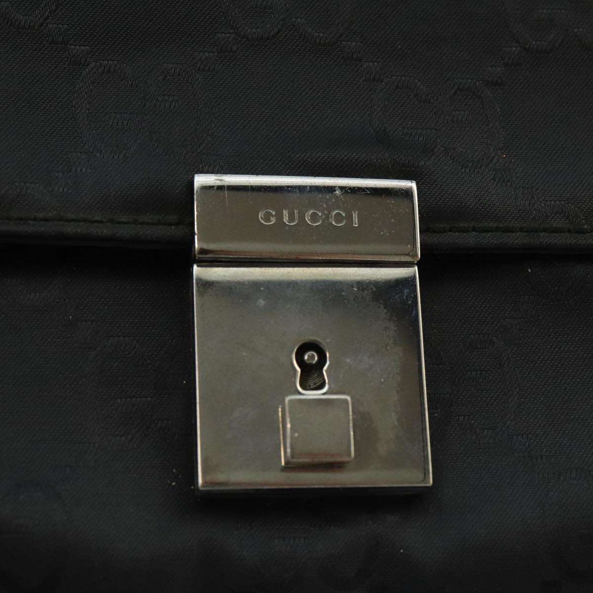 GUCCI GG Canvas Clutch Bag Black Silver 018 1600 Auth bs19445