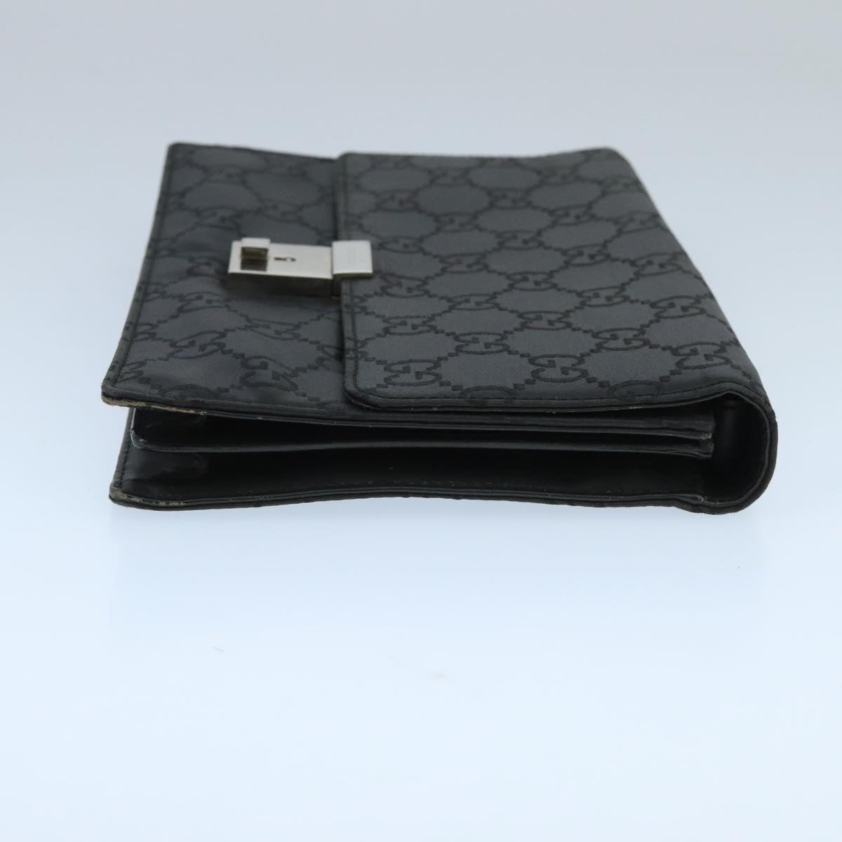 GUCCI GG Canvas Clutch Bag Black Silver 018 1600 Auth bs19445