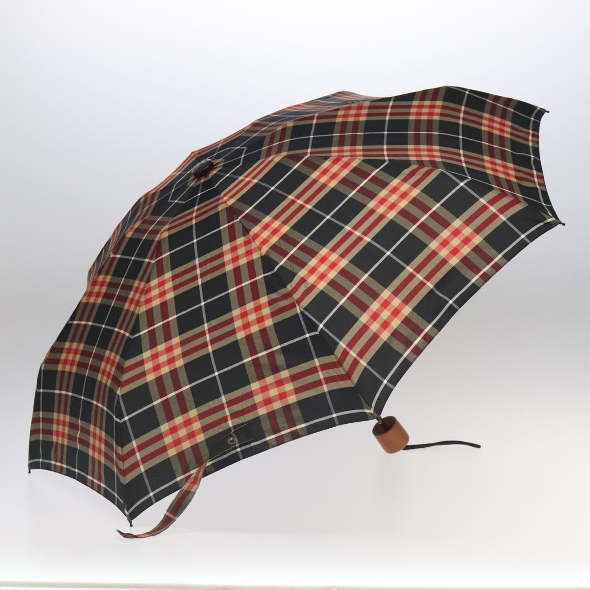 BURBERRY Nova Check Umbrella Nylon 2Set Black Red Gray Auth bs19454