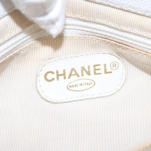 CHANEL Schultertasche Caviar Leder Weiß Goldfarbene CC Authentifiziert bs19456