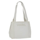 CHANEL Shoulder Bag Caviar Skin White Gold CC Auth bs19456-1