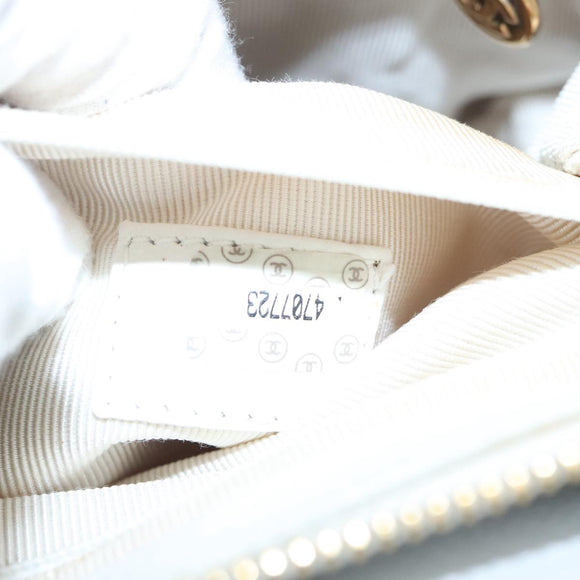 CHANEL Schultertasche Caviar Leder Weiß Goldfarbene CC Authentifiziert bs19456