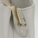 CHANEL Shoulder Bag Caviar Skin White Gold CC Auth bs19456-4