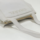 CHANEL Shoulder Bag Caviar Skin White Gold CC Auth bs19456-7