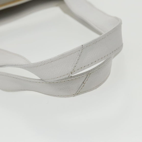 CHANEL Shoulder Bag Caviar Skin White Gold CC Auth bs19456