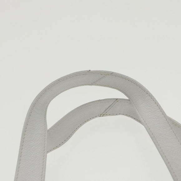 CHANEL Shoulder Bag Caviar Skin White Gold CC Auth bs19456