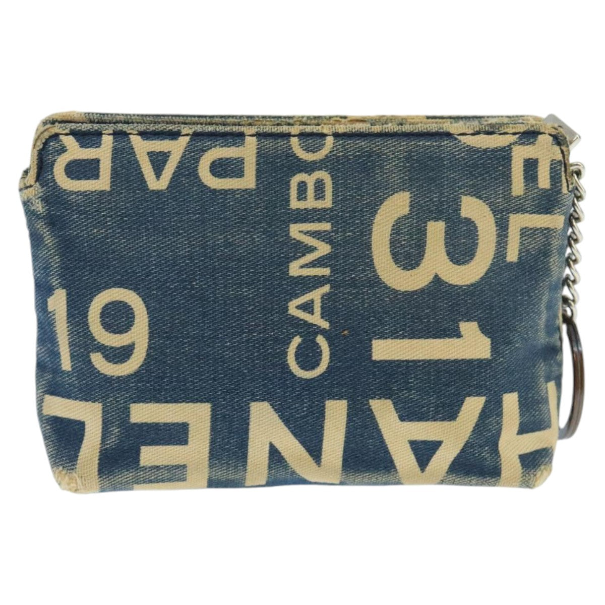 CHANEL Bysy line Coin Purse Canvas Blue Silver CC Auth bs19459 - 0