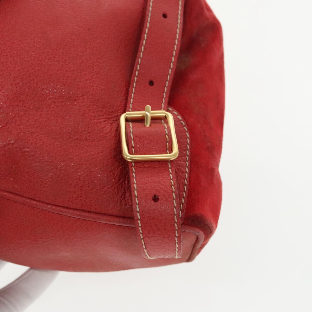 GUCCI Bamboo Backpack Suede Red Gold 003 58 0030 Auth bs19461