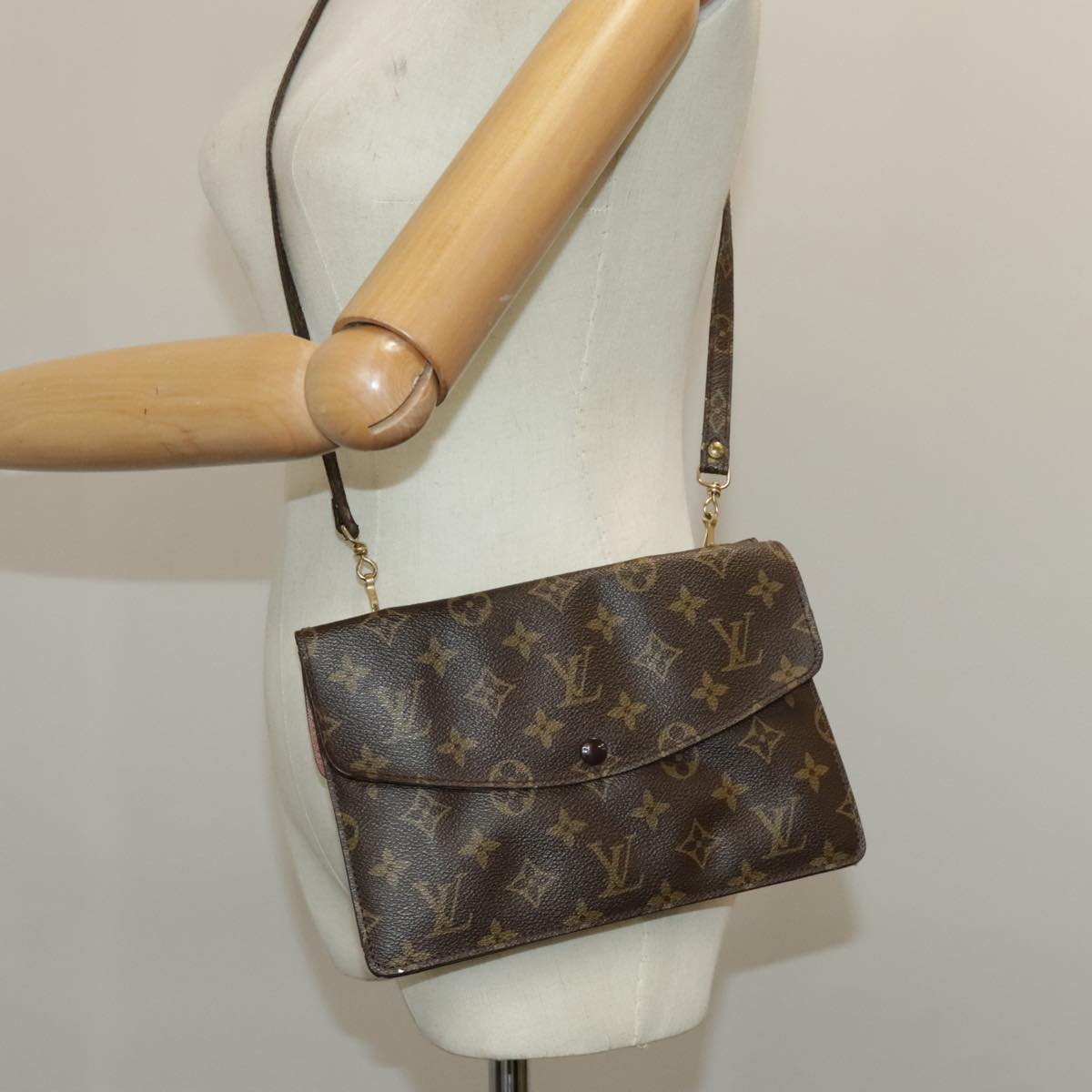 LOUIS VUITTON Monogram Double Rabat Shoulder Bag M51815 LV Auth bs19471