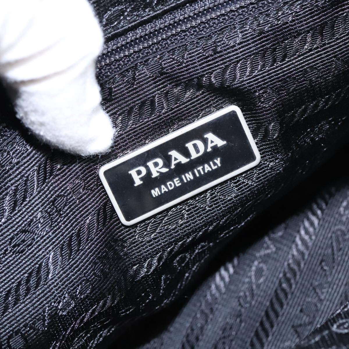 PRADA Shoulder Bag Nylon Black Silver Auth bs19472