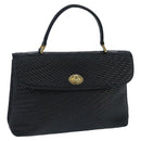 BALLY Hand Bag Leather Black Gold Auth bs19473-1