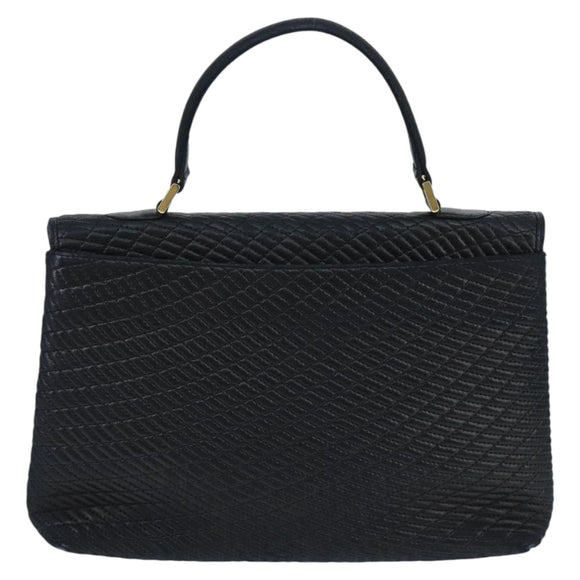 BALLY Hand Bag Leather Black Gold Auth bs19473
