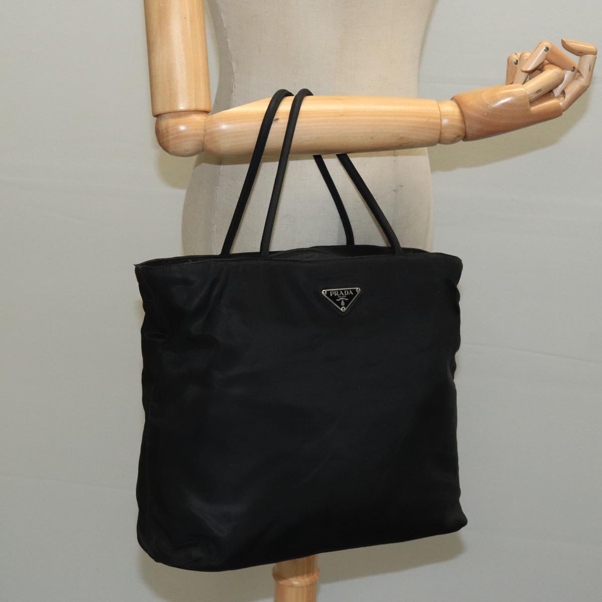 PRADA Hand Bag Nylon Black Auth bs19476