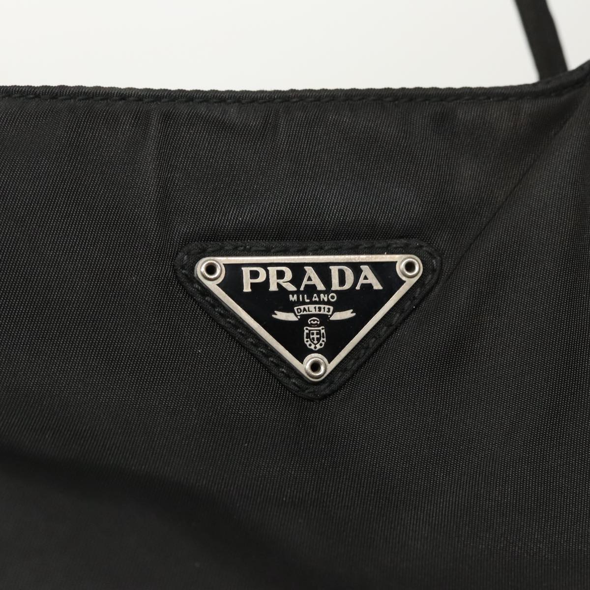 PRADA Tote Bag Nylon Black Silver Auth bs19477