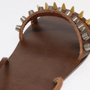 GUCCI Sandals Wood Metal 6 1/2 Brown Gold Silver 563515 Auth bs19479V-10