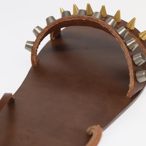 GUCCI Sandals Wood Metal 6 1/2 Brown Gold Silver 563515 Auth bs19479V