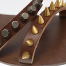 GUCCI Sandals Wood Metal 6 1/2 Brown Gold Silver 563515 Auth bs19479V-12