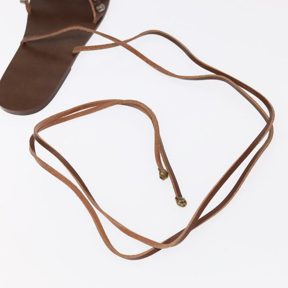 GUCCI Sandals Wood Metal 6 1/2 Brown Gold Silver 563515 Auth bs19479V