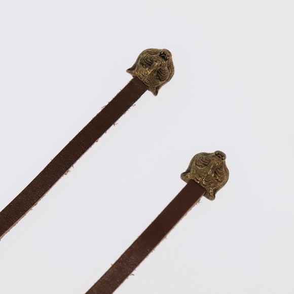 GUCCI Sandals Wood Metal 6 1/2 Brown Gold Silver 563515 Auth bs19479V