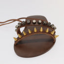 GUCCI Sandals Wood Metal 6 1/2 Brown Gold Silver 563515 Auth bs19479V-15