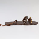 GUCCI Sandals Wood Metal 6 1/2 Brown Gold Silver 563515 Auth bs19479V-18