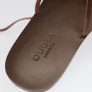 GUCCI Sandals Wood Metal 6 1/2 Brown Gold Silver 563515 Auth bs19479V-22