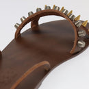 GUCCI Sandals Wood Metal 6 1/2 Brown Gold Silver 563515 Auth bs19479V-23