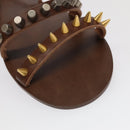 GUCCI Sandals Wood Metal 6 1/2 Brown Gold Silver 563515 Auth bs19479V-24